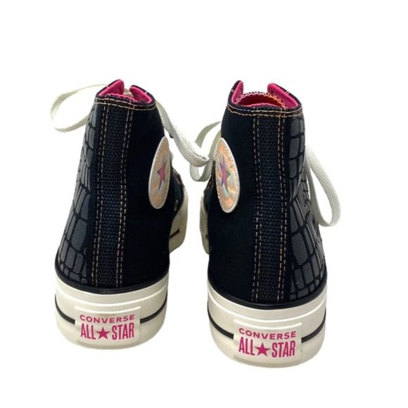 Converse Lift Platform Leather Canvas High Casual Women Shoes Black Pink A06864C - Picture 6 of 9